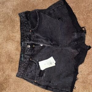 Black denim shorts